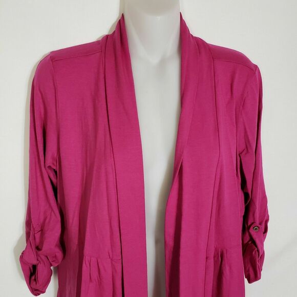 L.L. Bean Womens Small Petite Open Front Cardigan Pink 48% Supima Cotton Spandex - Picture 3 of 11